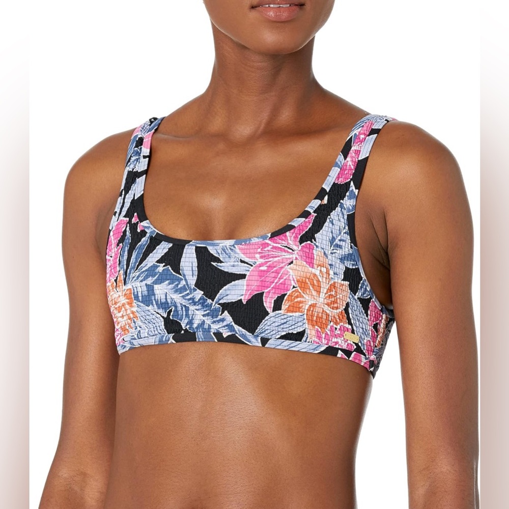 Roxy Women's Standard Tropical Oasis Smocked Bralette Bikini Top
